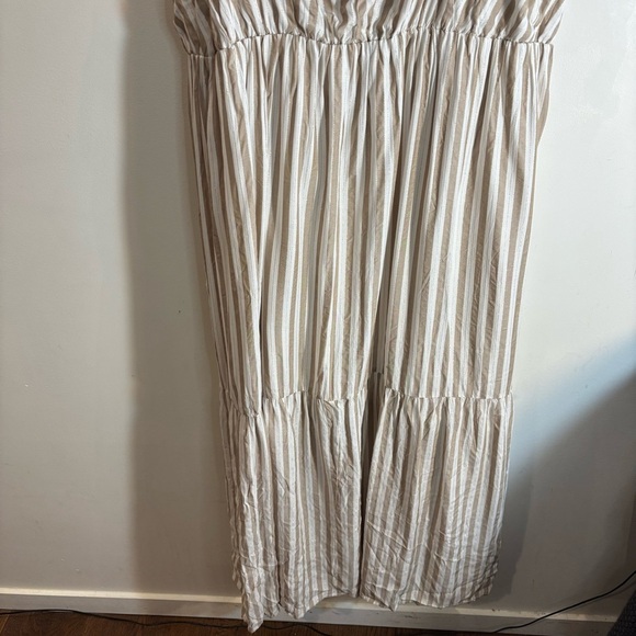 DESIGN LAB Sz 3X Tiered Striped Cream Maxi Dress Lined Elasticated NO BELT NEW - Picture 5 of 13
